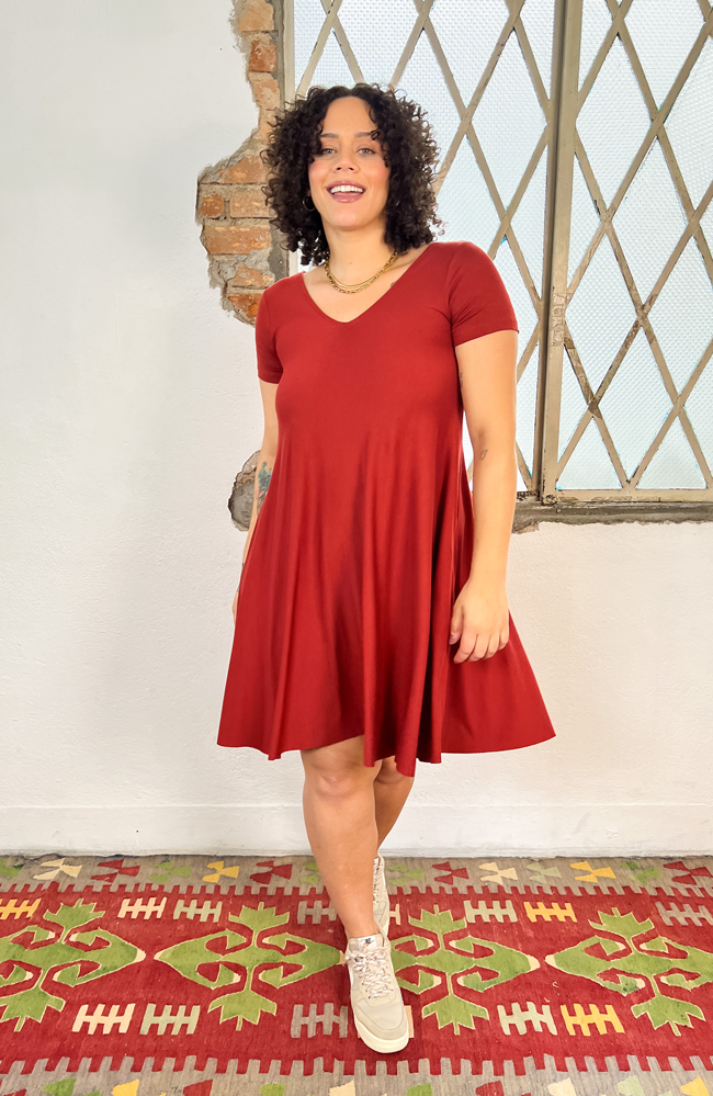 Vestido Mini Amplo Vermelho Rom Giraflor Store