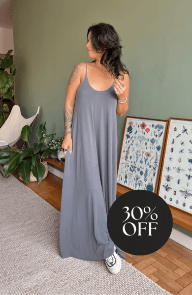 VESTIDO AMPLO ALCINHA CINZA GRANIZO