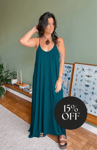 VESTIDO AMPLO ALCINHA VERDE FLORESTA