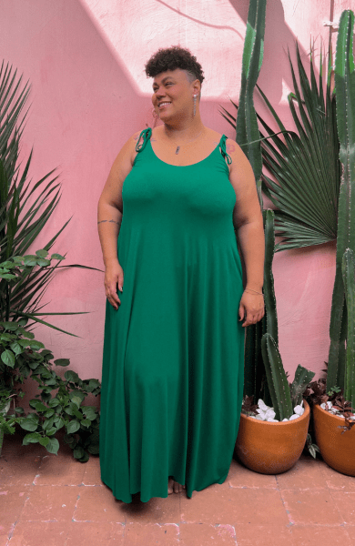 VESTIDO AMPLO ALCINHA VERDE PALMAR