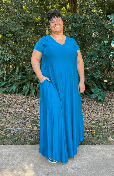 VESTIDO AMPLO AZUL BOTANICO