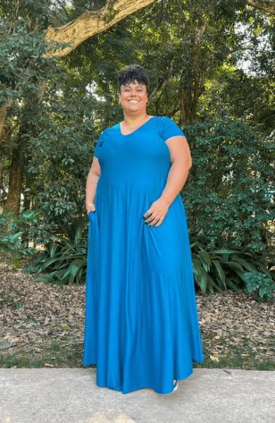 VESTIDO AMPLO AZUL BOTANICO