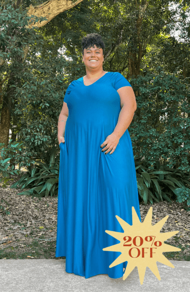 VESTIDO AMPLO AZUL BOTANICO