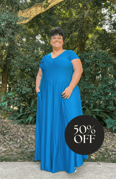 VESTIDO AMPLO AZUL BOTANICO