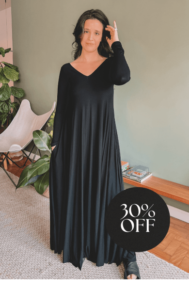 VESTIDO AMPLO MANGA LONGA PRETO
