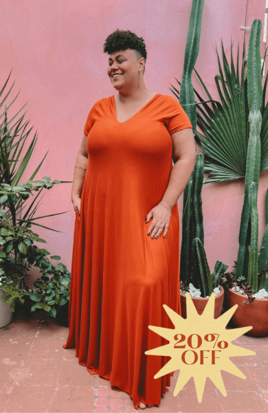 VESTIDO AMPLO TERRACOTA SOLAR