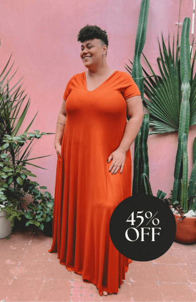 VESTIDO AMPLO TERRACOTA SOLAR