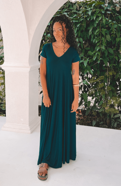 VESTIDO AMPLO VERDE FLORESTA