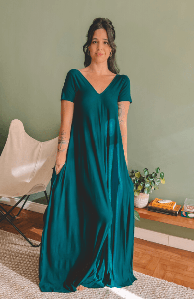 VESTIDO AMPLO VERDE FLORESTA