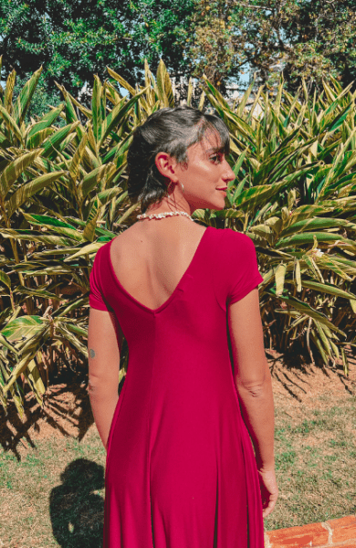 VESTIDO AMPLO VERMELHO BORDO