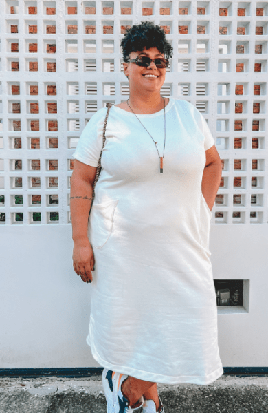 VESTIDO MIDI MOLETOM OFF WHITE