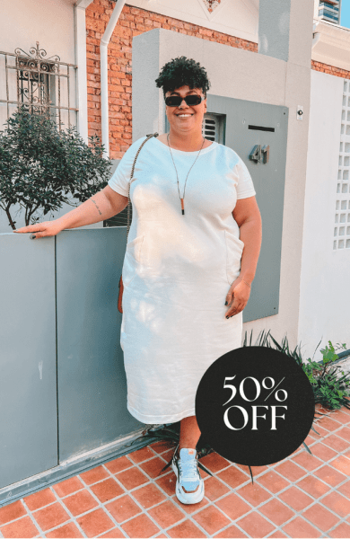 VESTIDO MIDI MOLETOM OFF WHITE