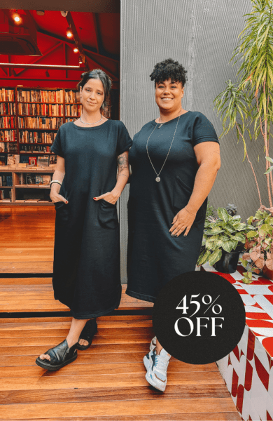 VESTIDO MIDI MOLETOM PRETO