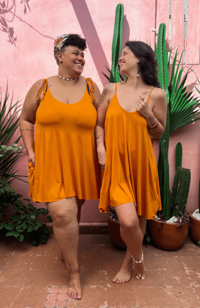 VESTIDO MINI AMPLO ALCINHA AMARELO SERTÃO