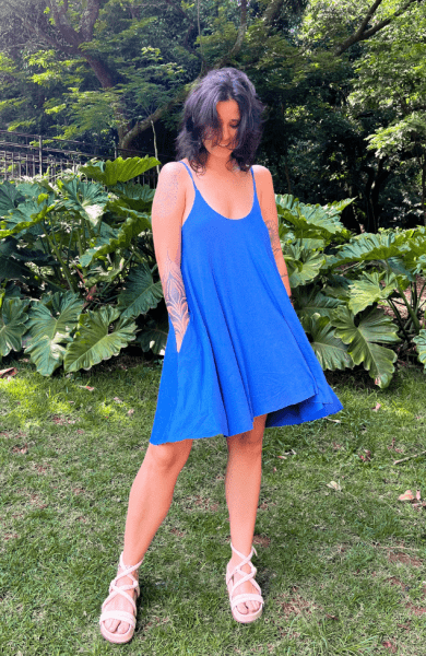 VESTIDO MINI AMPLO ALCINHA AZUL PAUSA