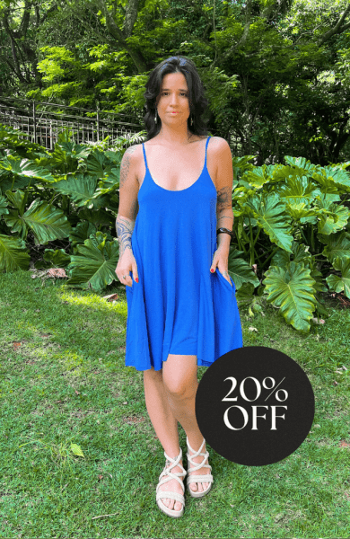 VESTIDO MINI AMPLO ALCINHA AZUL PAUSA