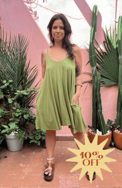 VESTIDO MINI AMPLO ALCINHA VERDE CERRADO