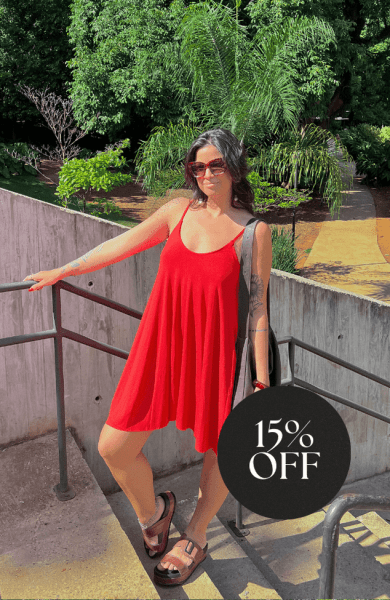 VESTIDO MINI AMPLO ALCINHA VERMELHO ENERGIA