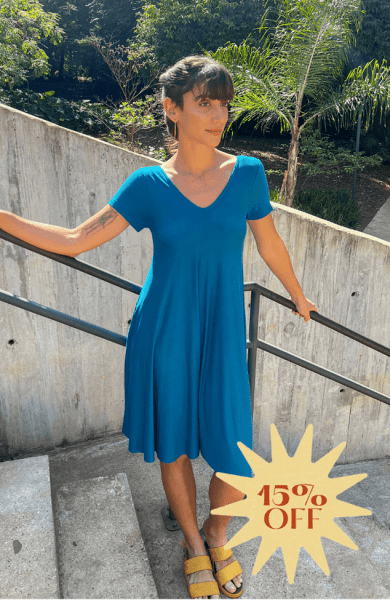 VESTIDO MINI AMPLO AZUL BOTÂNICO