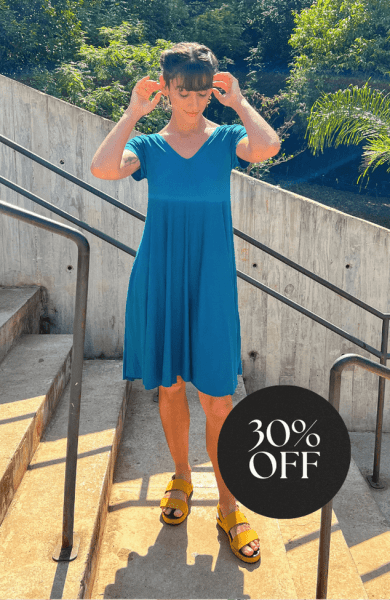 VESTIDO MINI AMPLO AZUL BOTÂNICO