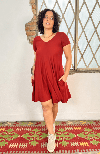 VESTIDO MINI AMPLO VERMELHO ROMÃ