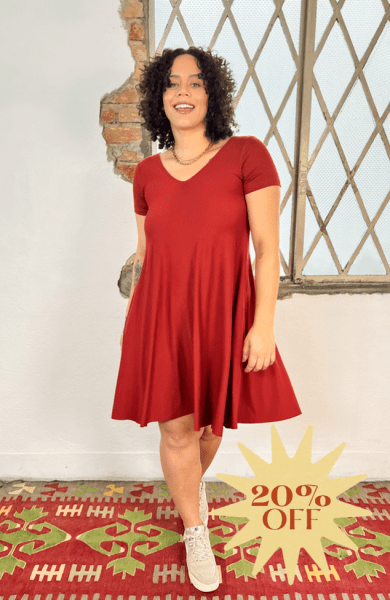 VESTIDO MINI AMPLO VERMELHO ROMÃ