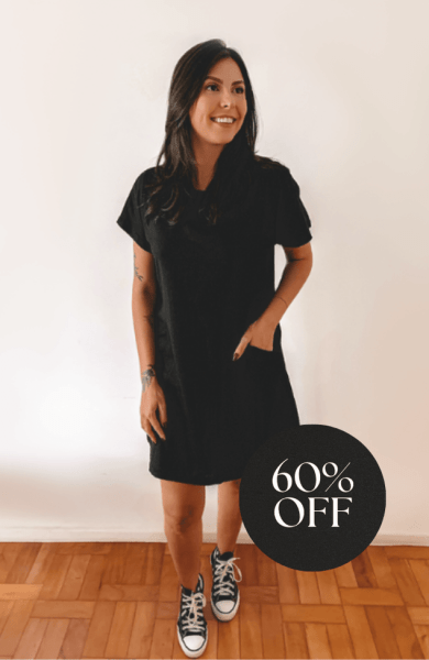 VESTIDO MINI LINHO PRETO