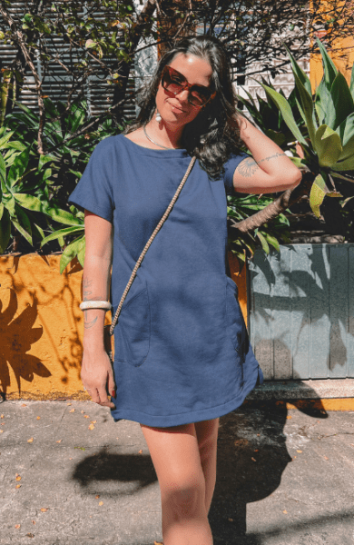 VESTIDO MINI MOLETOM AZUL MARINHO