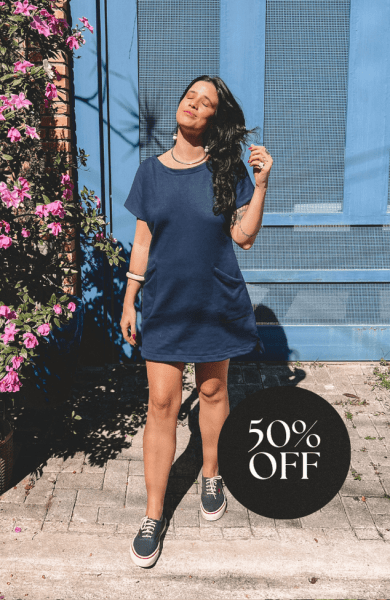 VESTIDO MINI MOLETOM AZUL MARINHO