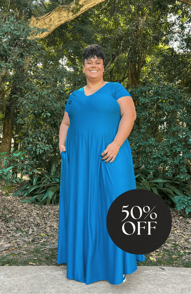 VESTIDO AMPLO AZUL BOTANICO